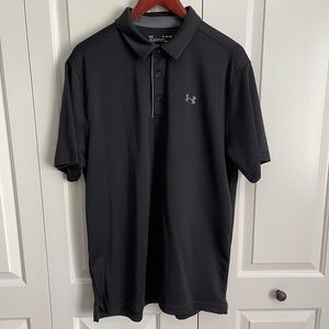 Mens black large Under Armour loose fit polo